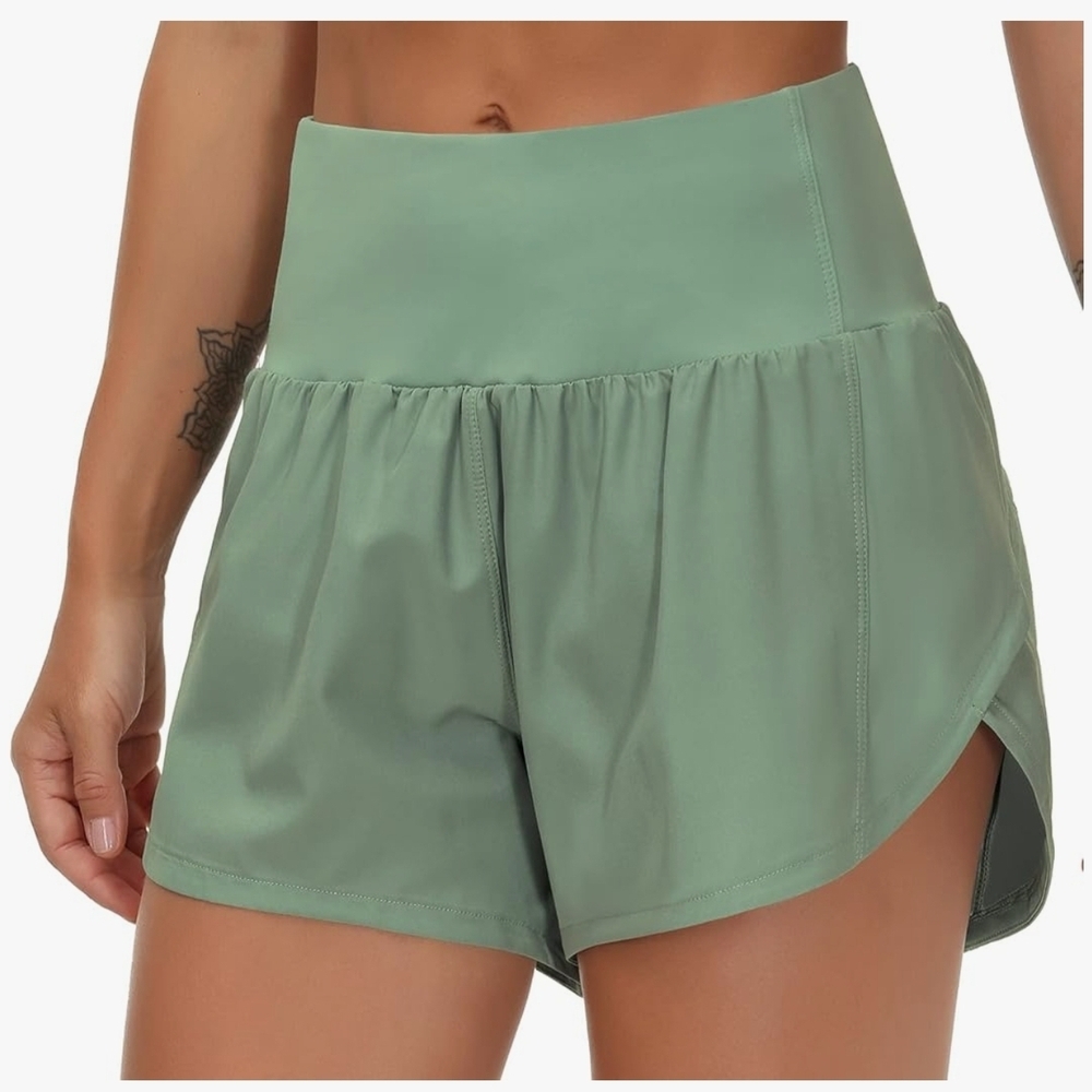 Women's Green High-Waisted Shorts